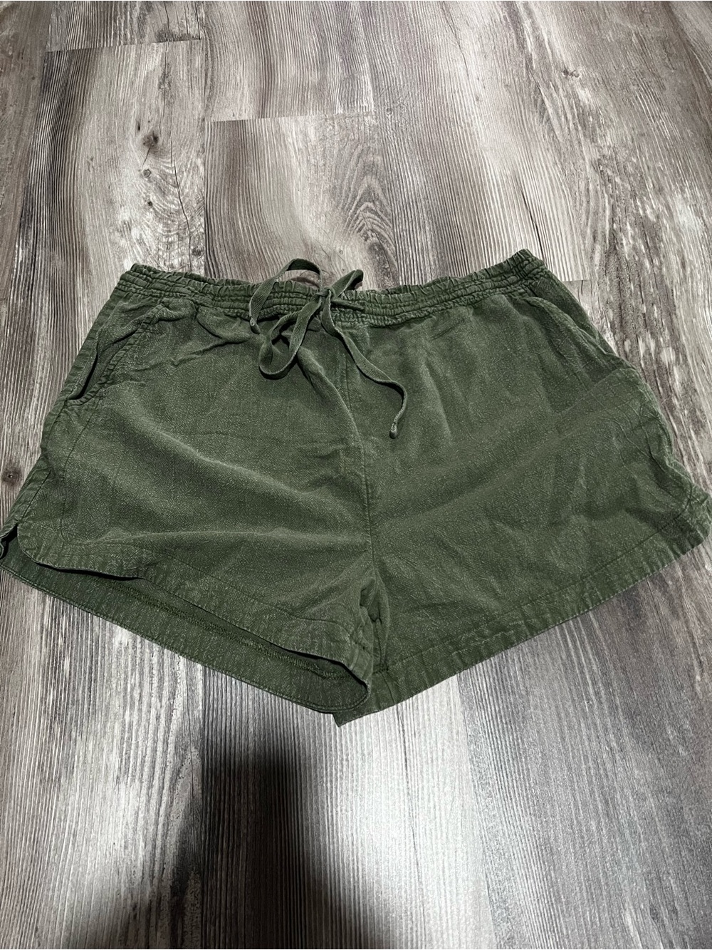Olive Green Drawstring linen shorts
